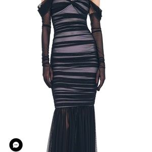 Norma Kamali long black mesh gloves